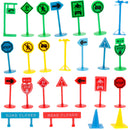 27 pieces Kids Block Street Traffic Signs Kid Children's Educational Toy for Traffic Knowledge Learning Car & Train Scenery Playset Gift