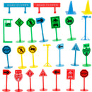 27 pieces Kids Block Street Traffic Signs Kid Children's Educational Toy for Traffic Knowledge Learning Car & Train Scenery Playset Gift