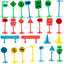 27 pieces Kids Block Street Traffic Signs Kid Children's Educational Toy for Traffic Knowledge Learning Car & Train Scenery Playset Gift