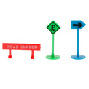13pcs Plastic Assorted Engineering Vehicles Block Street Traffic Sign Playset Toy Kids Educational