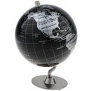 5.5 Inch Small Black Silver Illuminated World Globe Alloy Desktop Rotating World Map Globe, Kids Educational Toy Gift