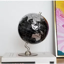 5.5 Inch Small Black Silver Illuminated World Globe Alloy Desktop Rotating World Map Globe, Kids Educational Toy Gift