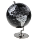 5.5 Inch Small Black Silver Illuminated World Globe Alloy Desktop Rotating World Map Globe, Kids Educational Toy Gift