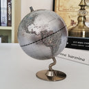 5.5 Inch Small Silver Illuminated World Globe Alloy Desktop Rotating World Map Globe, Kids Educational Toy Gift