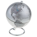 5.5 Inch Small Silver Illuminated World Globe Alloy Desktop Rotating World Map Globe, Kids Educational Toy Gift