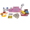 24pcs Electronic Cash Register Scanner Toy w/ Sound & Light - Pretend Play Supermarket Checkout Game, w/ Shopping Basket & Play Food Grocery Red