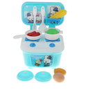 13 pieces Pretend Play Kitchen Toy - Cooking Foods Utensils Cookware Kitchenware, Box Style Oven Pots Pans for Kids Play House Game Blue