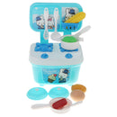 13 pieces Pretend Play Kitchen Toy - Cooking Foods Utensils Cookware Kitchenware, Box Style Oven Pots Pans for Kids Play House Game Blue