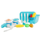 13 pieces Pretend Play Kitchen Toy - Cooking Foods Utensils Cookware Kitchenware, Box Style Oven Pots Pans for Kids Play House Game Blue