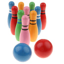 Kids Wooden Bowling Set With 10 Pins & 2 Bowling Balls for Indoor Bowling Sport Game Toy Xmas Gifts