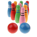 Kids Wooden Bowling Set With 10 Pins & 2 Bowling Balls for Indoor Bowling Sport Game Toy Xmas Gifts