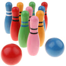 Kids Wooden Bowling Set With 10 Pins & 2 Bowling Balls for Indoor Bowling Sport Game Toy Xmas Gifts