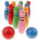 Kids Wooden Bowling Set With 10 Pins & 2 Bowling Balls for Indoor Bowling Sport Game Toy Xmas Gifts