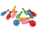 Kids Wooden Bowling Set With 10 Pins & 2 Bowling Balls for Indoor Bowling Sport Game Toy Xmas Gifts