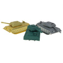 3Pcs Multi-Color Plastic Medium Tank Military Army Base Playset Accessories - Green Gray Yellow