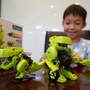 Solar Powered Tyrannosaurus Rex, Drilling Car, Hercules Beetle, and Robot, 4-in-1 DIY Assembling Blocks Kits Kids Educational Toy