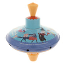 Creative Tinplate Pressing Rotating Gyro Spinning Top Mechanical Crafts Children Educational Toy B