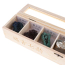 Rock & Mineral Collection - Geology Specimens Earth Science Educational - Wooden Box Of 7 pieces Natural Quartz Amethyst Azurite Coral