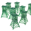 10Pcs Plastic Military Watch Tower Miniature Army Base Building Playset Accessories - Green