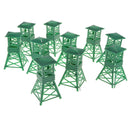10Pcs Plastic Military Watch Tower Miniature Army Base Building Playset Accessories - Green