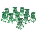 10Pcs Plastic Military Watch Tower Miniature Army Base Building Playset Accessories - Green