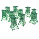 10Pcs Plastic Military Watch Tower Miniature Army Base Building Playset Accessories - Green