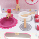 Wooden Kitchen Toy Cooking Stove Bench Pans Pot Cookware Pretend Kitchenware Playset for Kids Play House Developmental Game