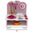 Wooden Kitchen Toy Cooking Stove Bench Pans Pot Cookware Pretend Kitchenware Playset for Kids Play House Developmental Game