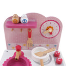 Wooden Kitchen Toy Cooking Stove Bench Pans Pot Cookware Pretend Kitchenware Playset for Kids Play House Developmental Game