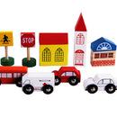 Wooden City Traffic Building Block Educational Toy Gift for Kids Boys Girls