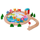 Wooden Train Fishing Game Playset with 8 Fishes and 1 Pole, Educational Toy Gift for Kids Children