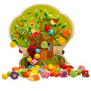 Lacing Wooden Threading Beads Set Stringing Blocks Early Learning Toy for Preschoolers, Primary Wooden Fruits and Vegetables Beads Toys