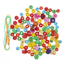 Lacing Wooden Threading Beads Set Stringing Blocks Early Learning Toy for Preschoolers, Primary Wooden Fruits and Vegetables Beads Toys