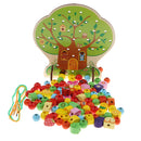 Lacing Wooden Threading Beads Set Stringing Blocks Early Learning Toy for Preschoolers, Primary Wooden Fruits and Vegetables Beads Toys