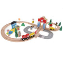 50 Pieces Wooden City Busy Traffic Bridge Train Set Children Role Play Game Colorful Accessories Developmental Toy