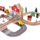 50 Pieces Wooden City Busy Traffic Bridge Train Set Children Role Play Game Colorful Accessories Developmental Toy