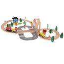 50 Pieces Wooden City Busy Traffic Bridge Train Set Children Role Play Game Colorful Accessories Developmental Toy