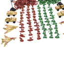 210-Piece Plastic World War II Army Playset - 3-5cm Army Soldiers & Accessories in Clear Storage Bag