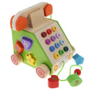 3 In 1 Wooden Telephone Activity Play Center, Pull Along & Pretend Play Landline Toy for Kids and Toddlers