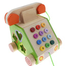 3 In 1 Wooden Telephone Activity Play Center, Pull Along & Pretend Play Landline Toy for Kids and Toddlers