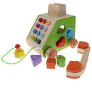 3 In 1 Wooden Telephone Activity Play Center, Pull Along & Pretend Play Landline Toy for Kids and Toddlers