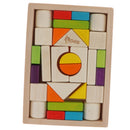 30 Pieces Solid-Wood Geometry Building Blocks Toy Set With Storage Tray for Kids