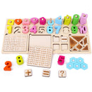 Children Preschool Multifunction Wooden Math Learning Arithmetic Teaching Add, Subtract, Multiply and Divide Puzzles Blocks Toy