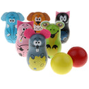 Children Wooden Bowling Set Indoor Outdoor Skittles Game Family Fun Preschool Toy Party Bag Fillers