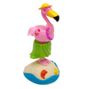 Solar Powered Dancing Hula Skirt Flamingo Figure Bobble Head Toy, Halloween Party Ornament, Home Desk Decoration