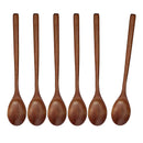 6x Wooden Kitchen Cooking Wood Spoon Soup Spoon Japanese Style Utensi