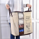 Foldable Non-Woven Quilt Bag Large Comforters Clothes Storage Bag Container Blankets Organizer w/ Handle Window