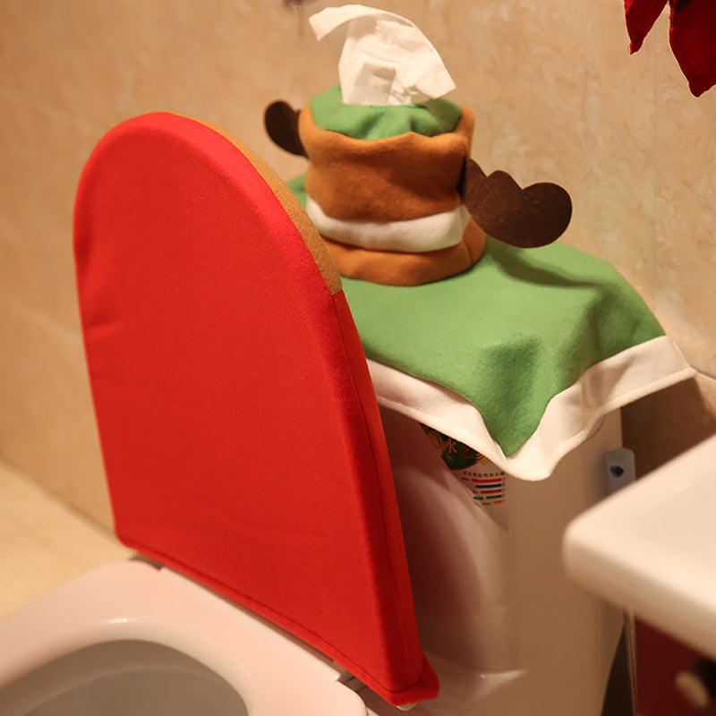 3PCS Christmas Santa Toilet Seat Covers Wtih Tissue Box and Rug Bathroom Set Christmas Decor