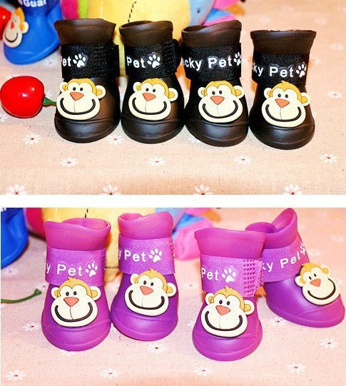 Cartoon Dog Shoes Jelly Waterproof Rain Boots VIP Teddy Dog Rain Boots Pet Dog Shoes Supply