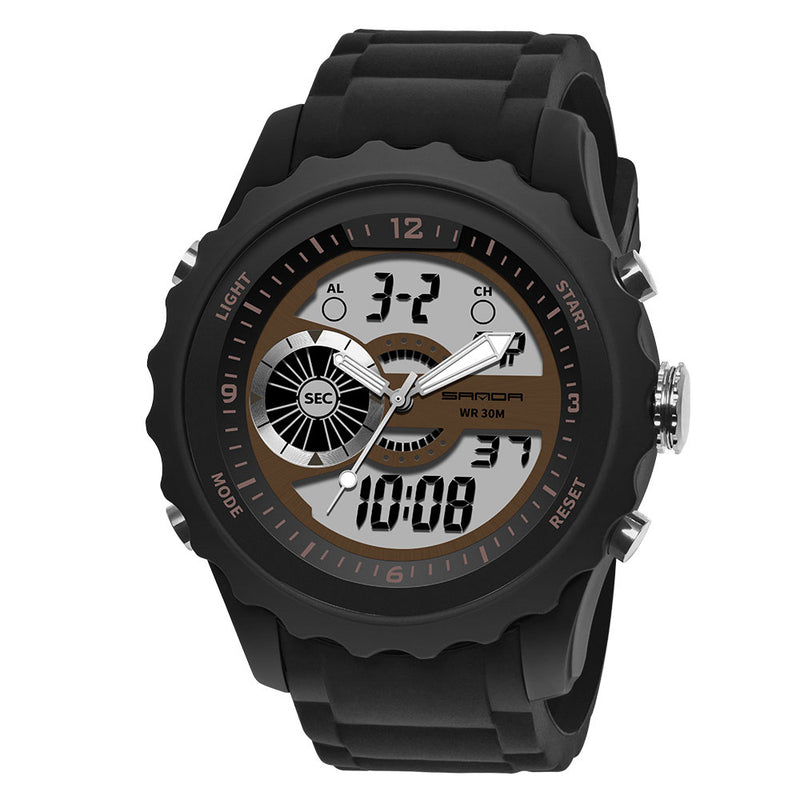 SANDA 769 Dual Digital Digital Watch Men PU Stopwatch Luminous Display Calendar Outdoor Sport Watch